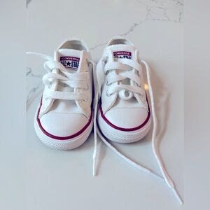 Converse Infant White Sneakers with Red Trim